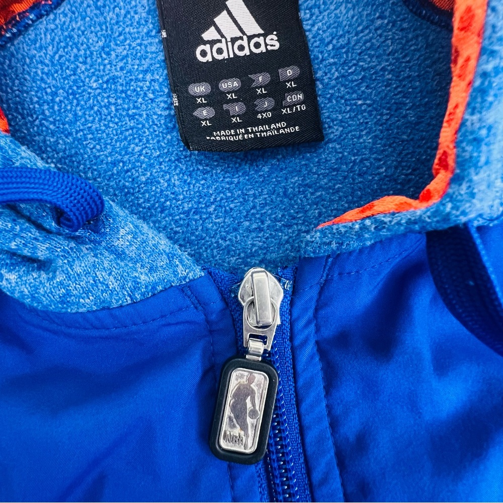 ADIDAS New York Knicks Full Zip Hoodie Jacket XL NBA Finals Blue Orange - Picture 7 of 16